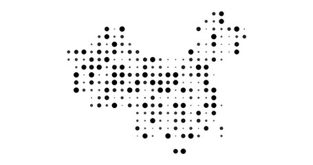 China Map in Colorful Dot Matrix