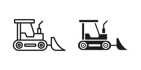 Bulldozer icon vector collection. vector stock symbol illustrations