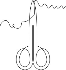 one line art Iris Scissor vector illustration. line art, one continuous line, simple, hand drawn and sketch style. for icons, symbols, signs or logos. PNG