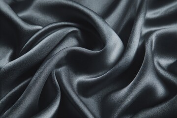 Obraz premium Close-up of Draped Dark Grey Satin Fabric
