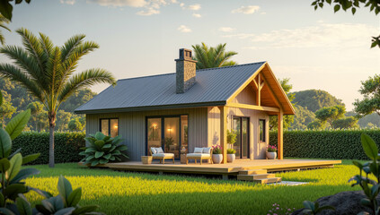 tiny house in nature modern cabin design minimalist countryside home eco-friendly tiny home off-grid house sustainable small house backyard retreat scenic rural home compact living space