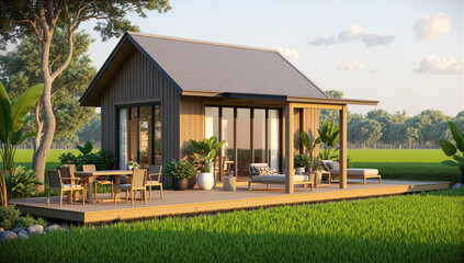 tiny house in nature modern cabin design minimalist countryside home eco-friendly tiny home off-grid house sustainable small house backyard retreat scenic rural home compact living space