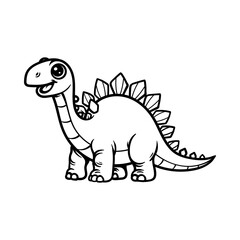 fun cute stegosaurus chi-bi cartoon character isolated drawing line style sketch classic vintage design illustration