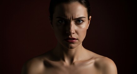 Fototapeta premium Dramatic LowKey Portrait of a Woman Showing Anger