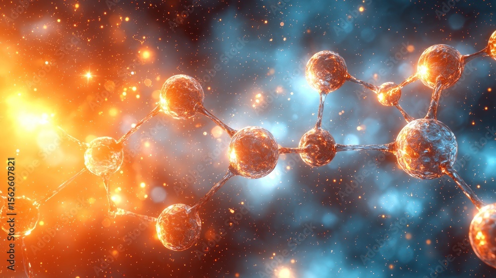 Poster abstract molecular structure in vibrant color gradient