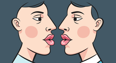 Reflection of self love, embrace every side of your uniqueness portrait - isolated color background illustration