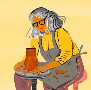 Woman making pot 