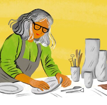Woman making bowl