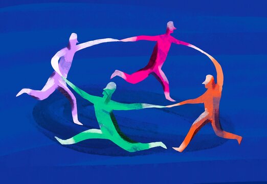 a loop of running people