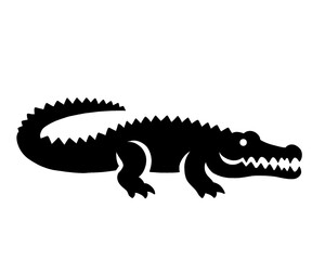 Crocodile silhouette, black crocodile vector illustration, isolated icon on white background
