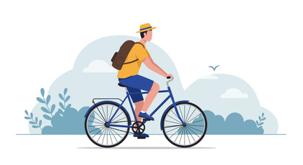 Fototapeta premium Stylish Cyclist Exploring a Peaceful Park Landscape.