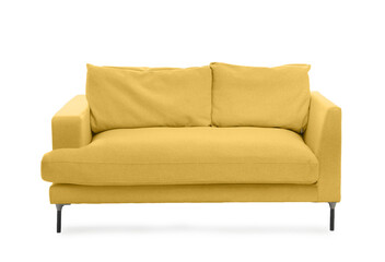 Yellow sofa isolated on white. Furniture for living room interior