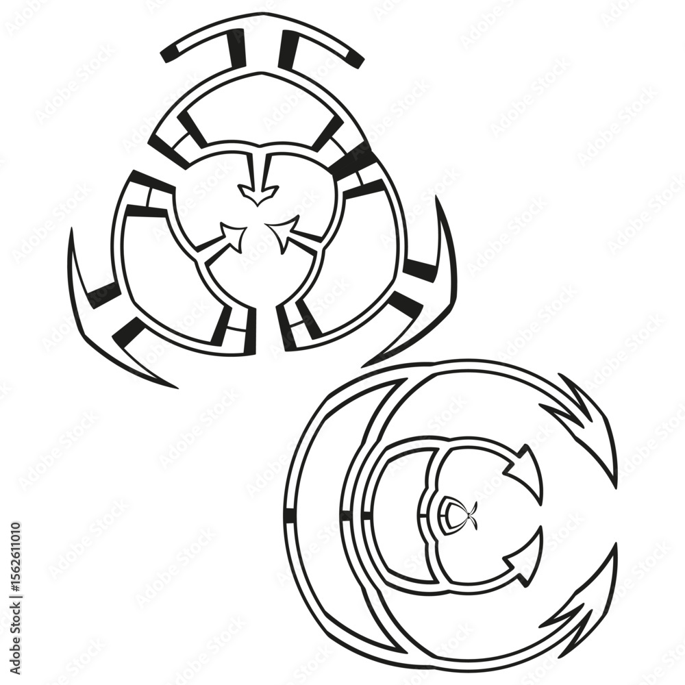 Poster segmented ring symbol. rotary arc design. geometric circle vector. rotating motion emblem.