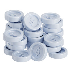 Many coins silver 3D illustration