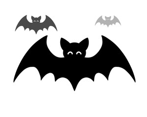 bat silhouette, black bat vector illustration, isolated icon on white background
