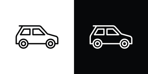 Compact car icon symbol in thin line, outline and stroke style for apps