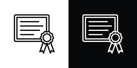 Diploma icon symbol in thin line, outline and stroke style for apps