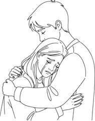 A contemporary and elegant minimalist line art portrait of a woman's face