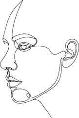 A striking minimalist single-line art illustration of a person's face in profile.