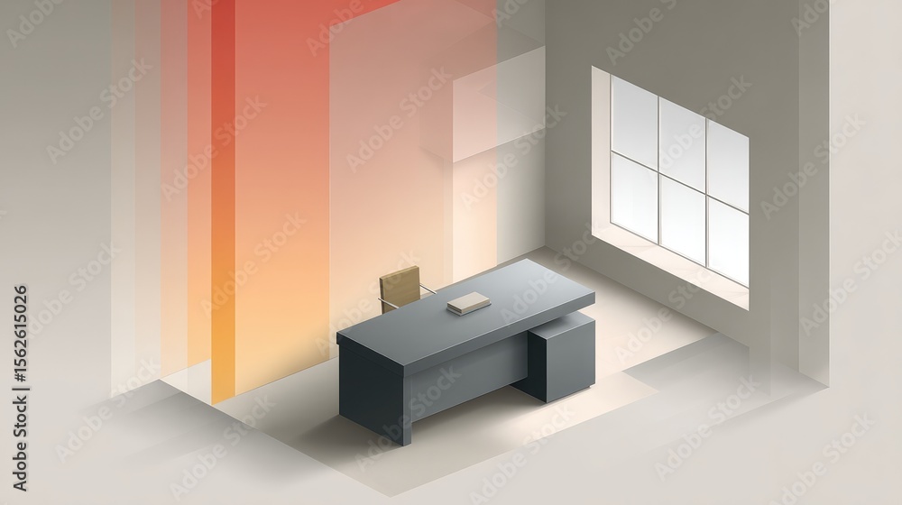 Aufkleber conceptual layout with floating design desk, soft shadows, and clean surrounding space