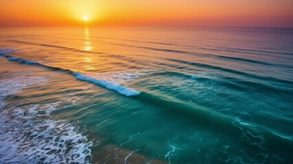 Ocean waves sparkling in sunset light with shimmering golden reflections - Powered by Adobe