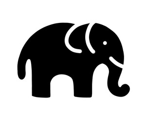 Elephant silhouette, black elephant vector illustration, isolated icon on white background
