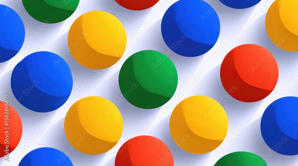 Poster Repeating flat circle design in primary colors placed over subtle isometric pattern, clean layout with copy space
