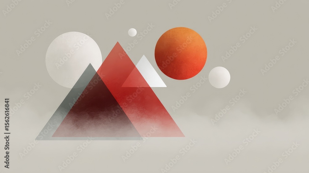 Aufkleber soft modern layout with fading flat circles and transparent triangles layered over neutral backgroun