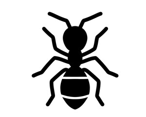 ant silhouette, black ant vector illustration, isolated icon on white background
