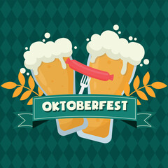 Munich International Beer Festival Oktoberfest, advertising background - Vector illustration