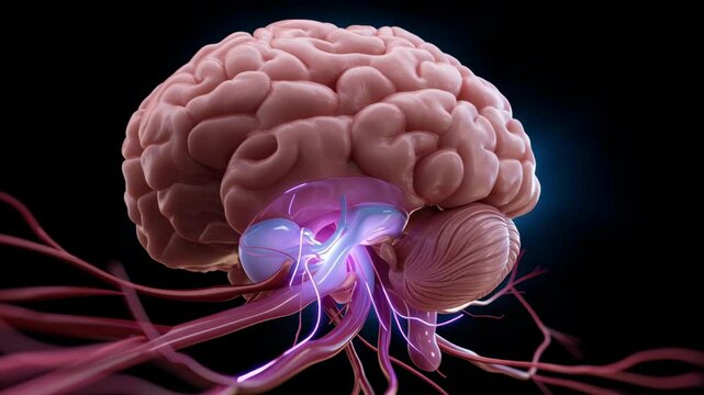 Natural brain anatomy estrogen influence detailed medical visualization highlighting neural vascular structures biology vascular neural pathways
