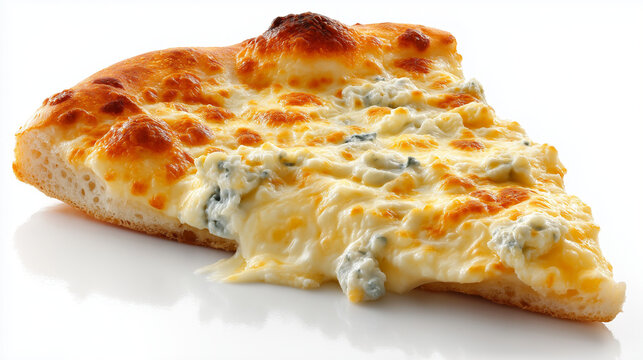 Slice of four cheese pizza with gooey melted mozzarella, perfect for cheese lovers, pizzerias, and recipe blogs