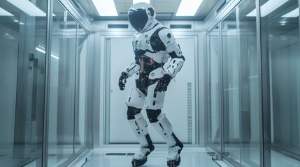 Advanced Humanoid Robot Walking in High-Tech Laboratory Environment