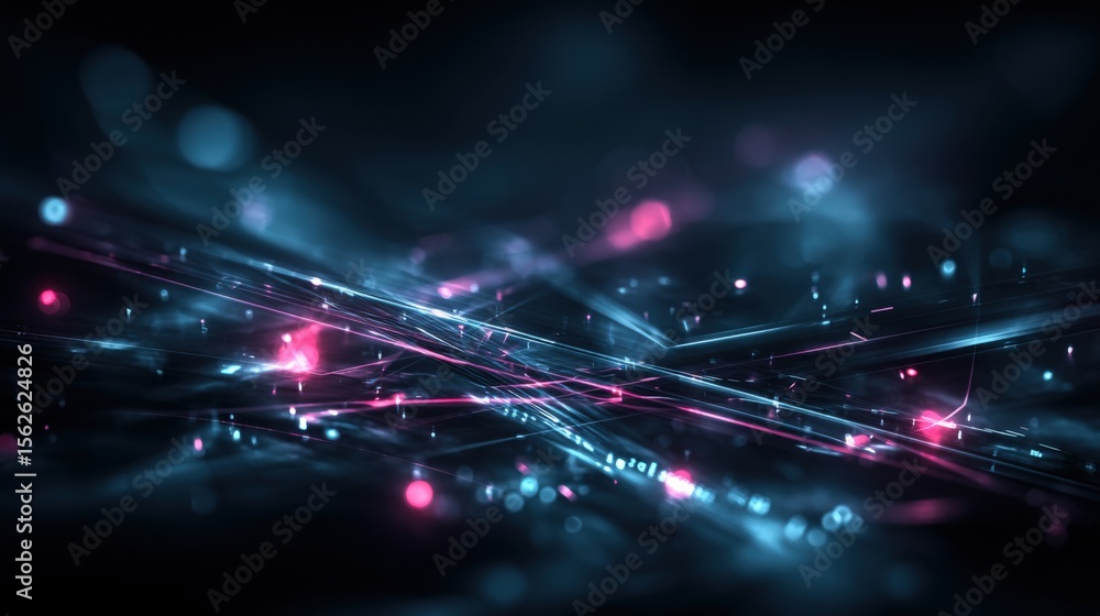 Poster abstract digital light streaks with glowing particles and vibrant neon colors in a high-tech futuris