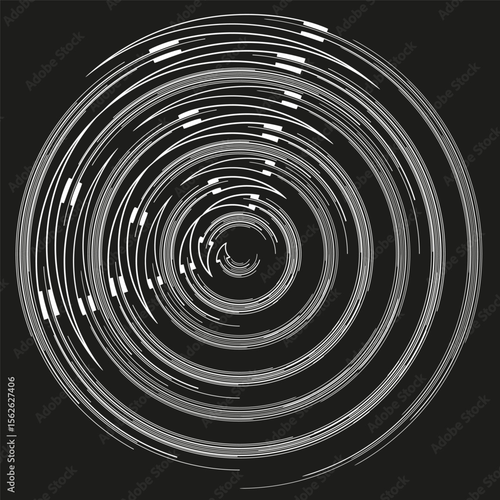 Poster concentric ring icon. circular ripple pattern. target swirl vector. dark vortex design.