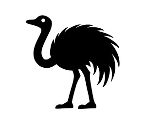 ostrich silhouette, ostrich vector illustration in black, isolated icon on white background
