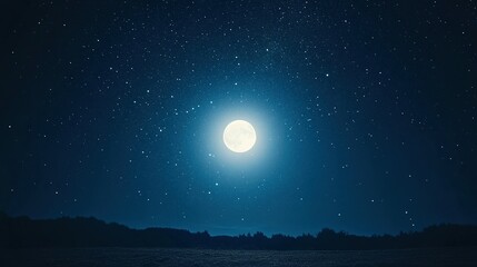 Obraz premium Full moon shining brightly above a night sky.