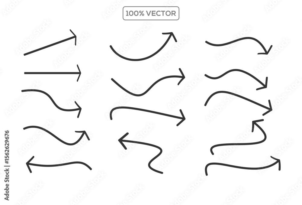 Poster curve arrows icon, curved arrows, arrow sign, black arrows set vector element