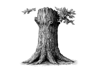 Hand-drawn walnut tree bark, vintage engraving style, botanical illustration, rustic woodland decor, eco-conscious print, black sketch, old style engraving, natural forest design