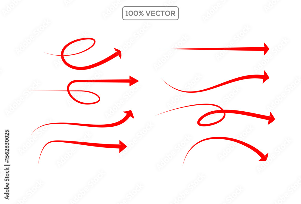 Poster curve arrows icon, curved arrows, arrow sign, red arrows set vector element
