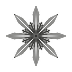 Pointed star icon. Sharp spike pattern. Radial burst Vector. Angular snowflake shape.