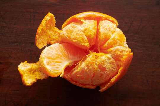 Closeup of Clementine Orange Pealed 
