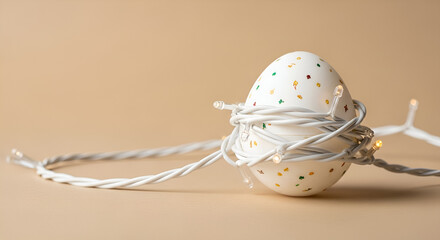 Ping Pong Ball Egg Christmas Decor on Beige Background