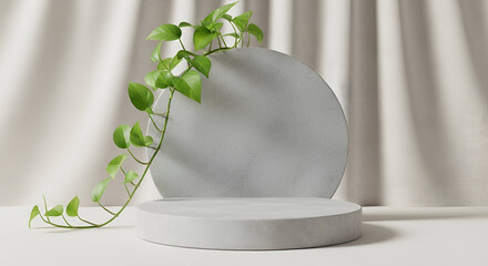 Linen Backdrop with Stone Stage and Pothos Vine