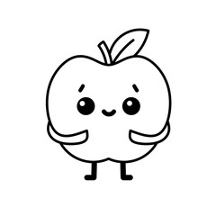 Cartoon character sketch of a shy-faced apple, apple icon, apple logo, great as stickers and emots.