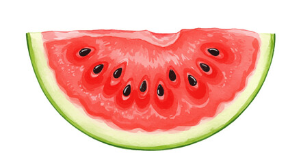Watercolor watermelon slice with a bite mark, isolated on white background