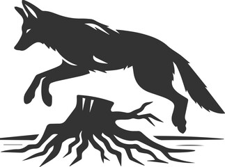 Coyote mammal wild animal black vector silhouette