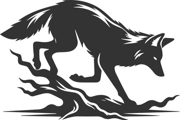 Coyote mammal wild animal black vector silhouette