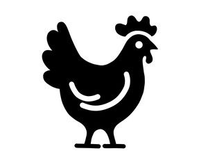 silhouette of chicken, black hen vector illustration, isolated icon on white background

