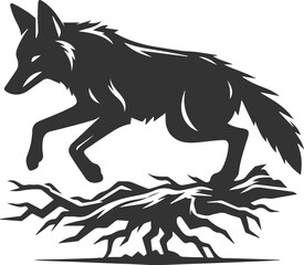 Coyote mammal wild animal black vector silhouette